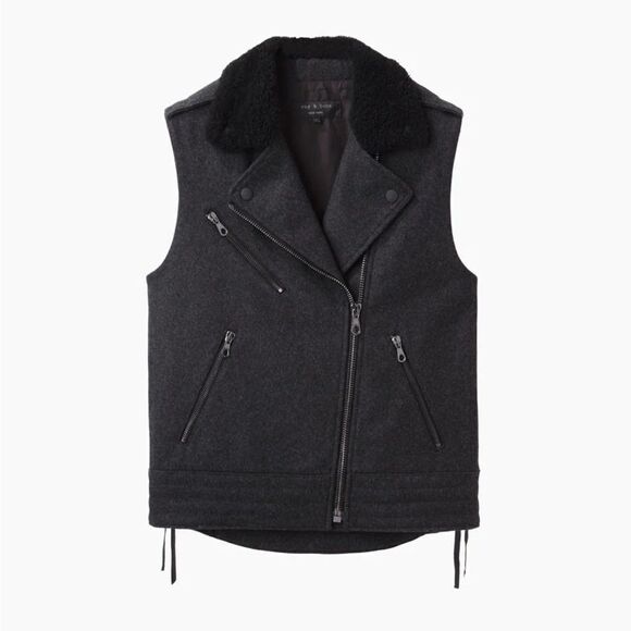 RAG & BONE Bowery Jacket Wool Shearling 0 - Picture 2 of 13